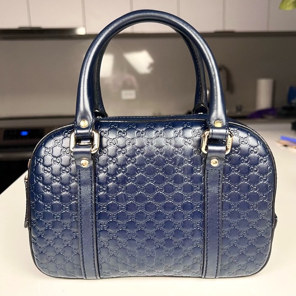 Gucci MicroGuccisima Navy Blue Satchel Bag - Picture 2 of 13